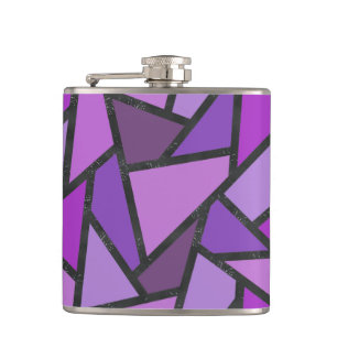 Shades of purple stained glass pattern hip flask