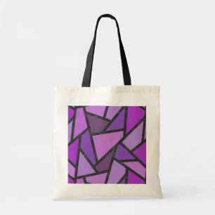 Shades of purple stained glass pattern tote bag