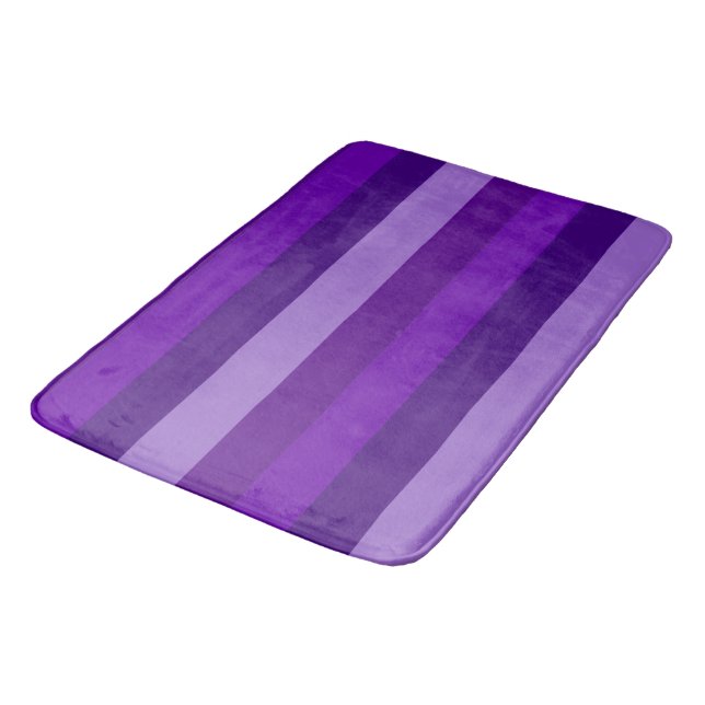 Shades of Purple Stripes Bath Mat (Angled)