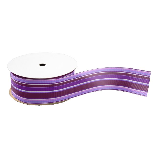 Shades of purple stripes grosgrain ribbon (Spool)