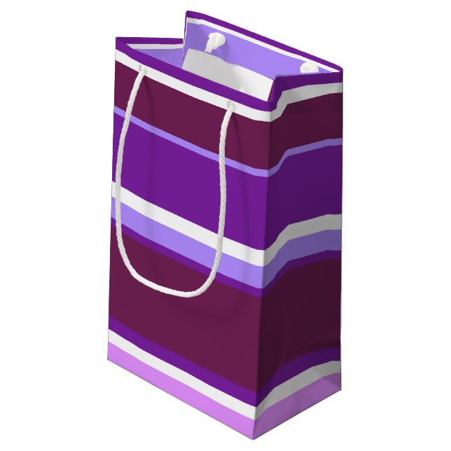 Shades of purple stripes small gift bag (Back Angled)