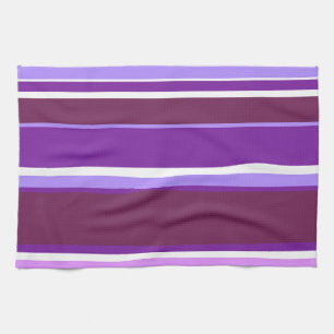Shades of purple stripes tea towel