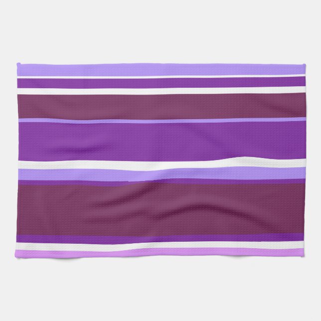 Shades of purple stripes tea towel (Horizontal)