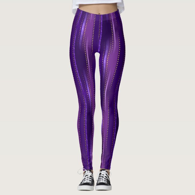 Shades of Purple Stripes with Gold Leggings (Front)