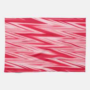 Shades of Red Abstract Zigzag Pattern Tea Towel