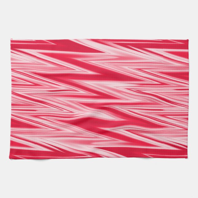 Shades of Red Abstract Zigzag Pattern Tea Towel (Horizontal)