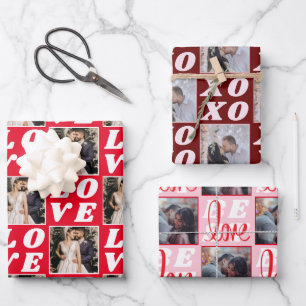 Shades of Red Christmas Photo 3 Gift Wrapping Paper Sheet