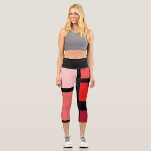 Shades of red colour block High Waisted Capris