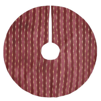SHADES OF RED & GOLD CHRISTMAS STRIPES BRUSHED POLYESTER TREE SKIRT