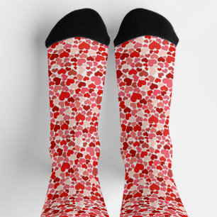 Shades of Red Modern Hearts Crew Socks