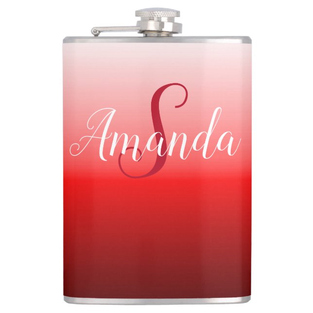 Shades of Red Personalised Flask (Front)