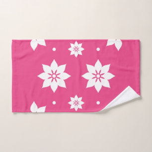 Shades of red: Pink white flowers Bath Towel Set