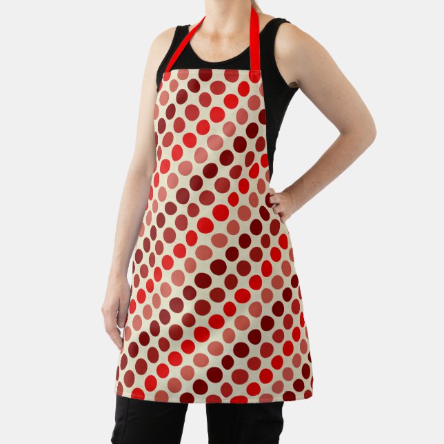 Shades of Red Polka Dots by Shirley Taylor Apron (Insitu)