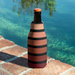 Shades Of Red Stripes On Black  Bottle Cooler