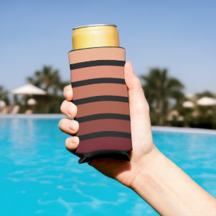 Shades Of Red Stripes On Black  Seltzer Can Cooler