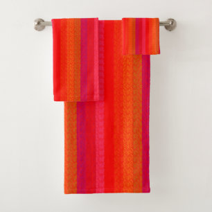 Shades of Red Stripes Texture Look Bath Towel Set