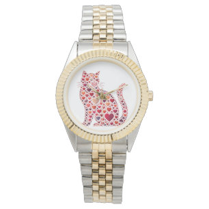 SHADES OF RED VALENTINE HEART SITTING CAT WATCH