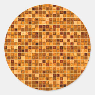Shades Of Rust Orange 'Watery' Mosaic Tile Pattern Classic Round Sticker