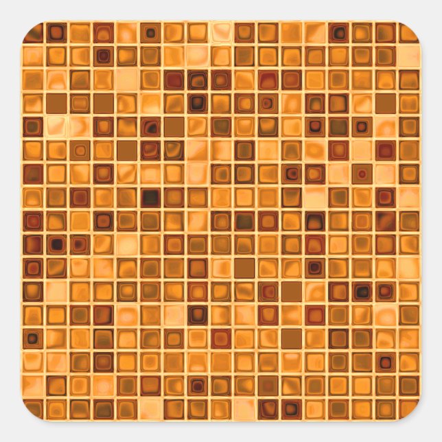 Shades Of Rust Orange 'Watery' Mosaic Tile Pattern Square Sticker (Front)