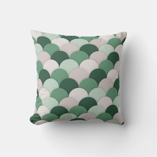 Shades of Sage Green Scallop Pattern Cushion (Front)