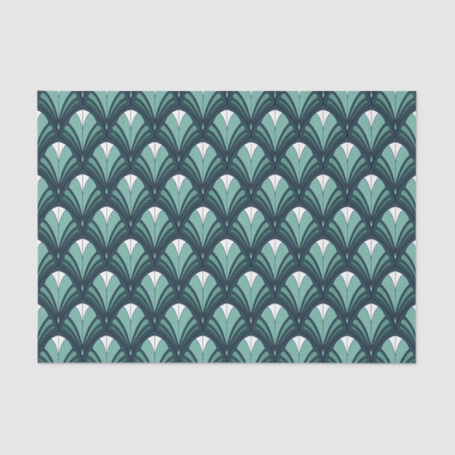 SHADES OF TEAL ART DECO PATTERNS TISSUE PAPER (Front)