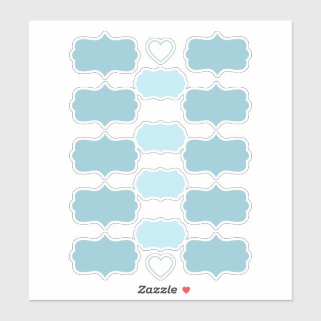 Shades of Teal Create Your Own Vinyl Labels (Sheet)