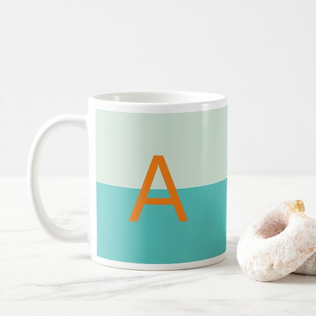 Shades of Teal Monogram Customised Alphabet Coffee Mug (With Donut)