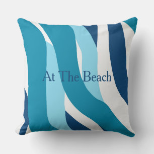 Shades of Teal Personalised Blue Wave Throw Pillow