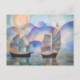 Shades of Tranquillity Oriental Junks Postcard
