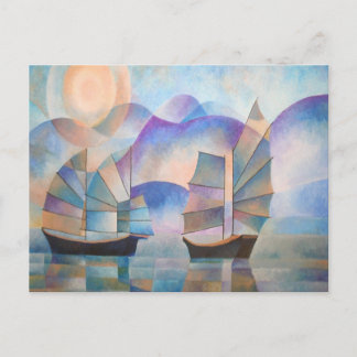 Shades of Tranquillity Oriental Junks Postcard