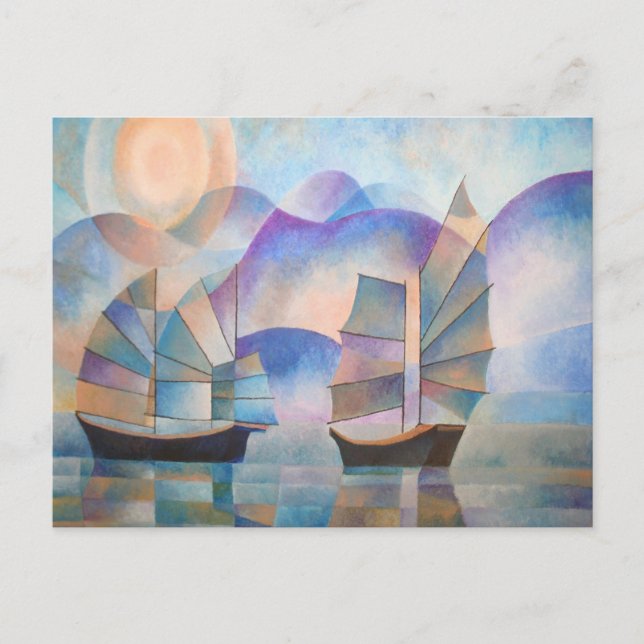 Shades of Tranquillity Oriental Junks Postcard (Front)
