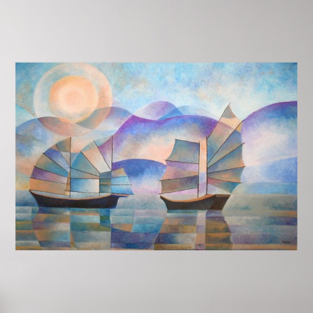 Shades of Tranquillity Oriental Junks Poster (Front)