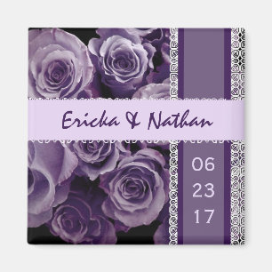 SHADES OF VIOLET PURPLE Lace Wedding Rose Bouquet Magnet