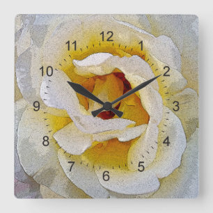 shades of white to yellow square wall clock