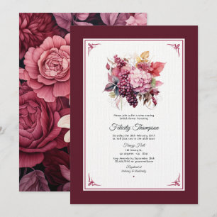 Shades of Wine Floral Bridal Shower Wine Tasting Invitation