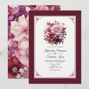 Shades of Wine Floral Wedding Invitation