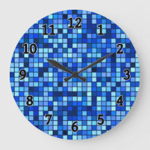 Shades Of Winter Blue And Black Squares Pattern