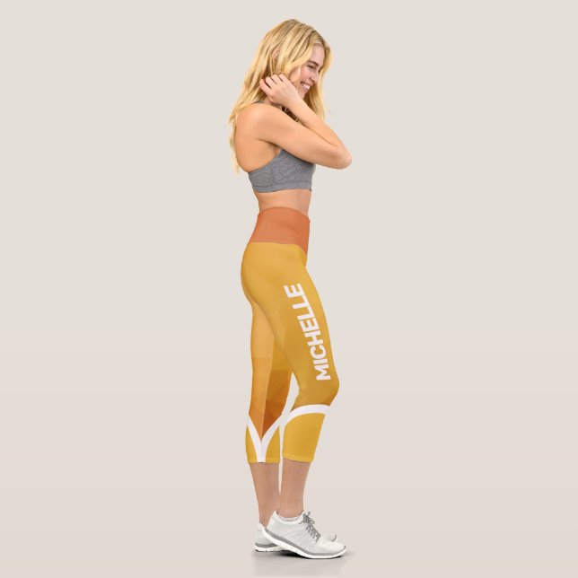 Shades of yellow and orange with name modern capri leggings (Right)