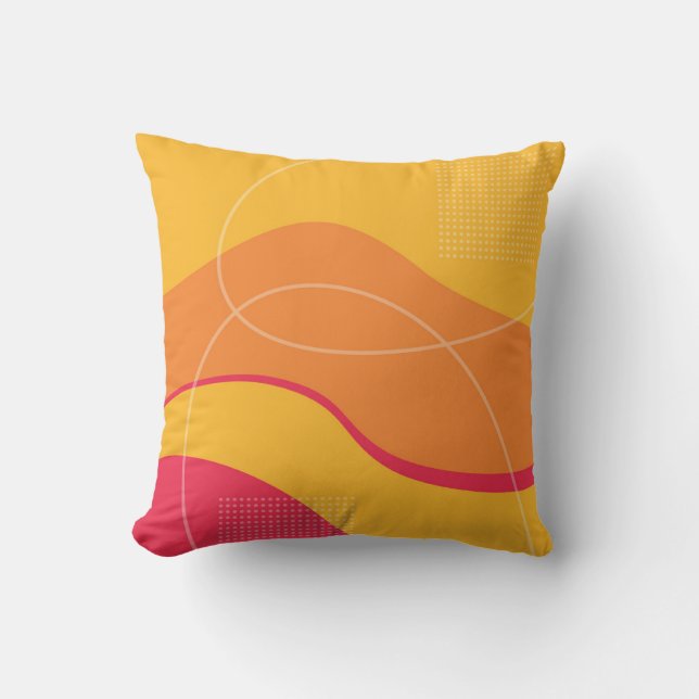 Shades of Yellow and Pink Abstract Art Design Cushion (Front)