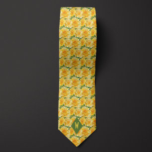 Shades of Yellow Cubism Roses Tie