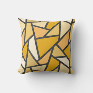 Shades of yellow stained glass pattern cushion