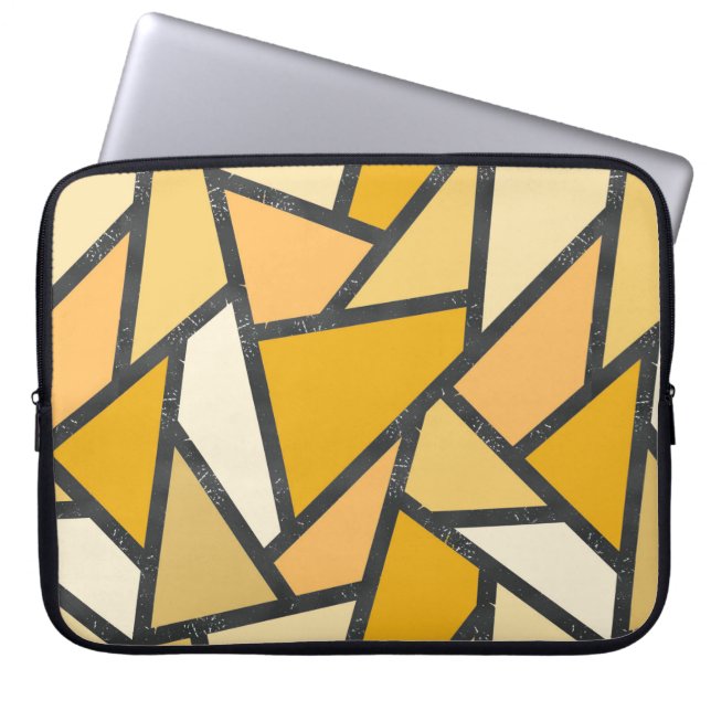 Shades of yellow stained glass pattern laptop sleeve (Front)