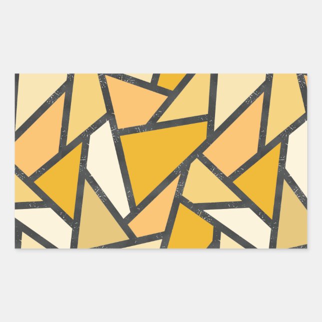 Shades of yellow stained glass pattern rectangular sticker (Front)