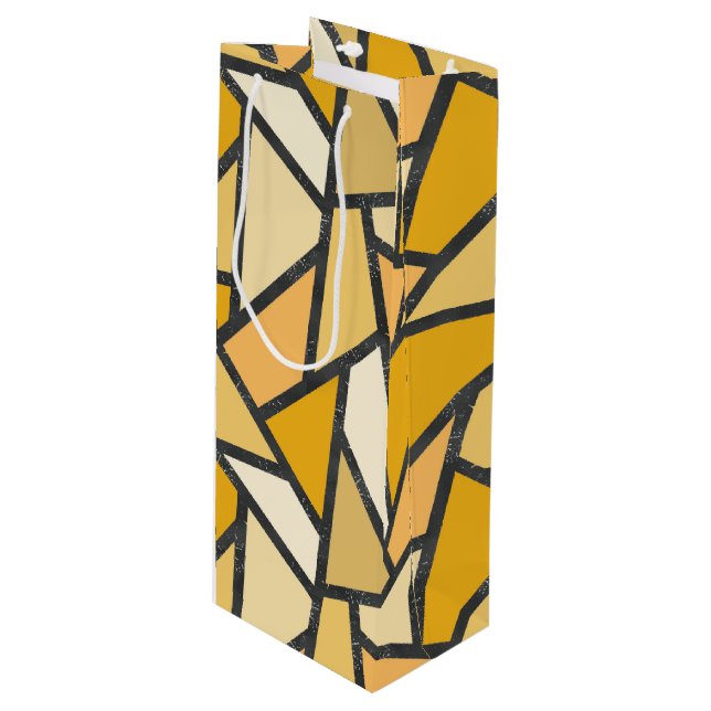 Shades of yellow stained glass pattern wine gift bag (Front Angled)