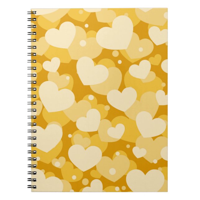 SHADES OF YELLOW WATERCOLOR LOVE HEARTS NOTEBOOK (Front)