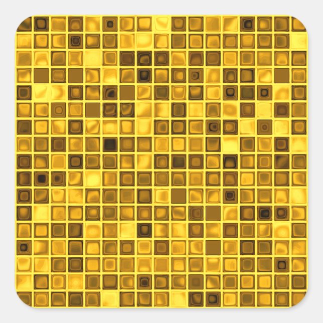 Shades Of Yellow 'Watery' Mosaic Tiles Pattern Square Sticker (Front)