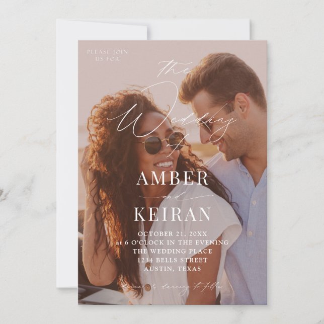 Shades- Sun Kissed Photo Wedding Invitation (Front)