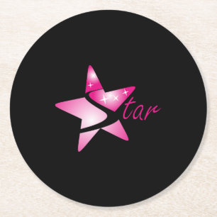 Shading Pink Road To The Sky Star Graphic Round Paper Coaster