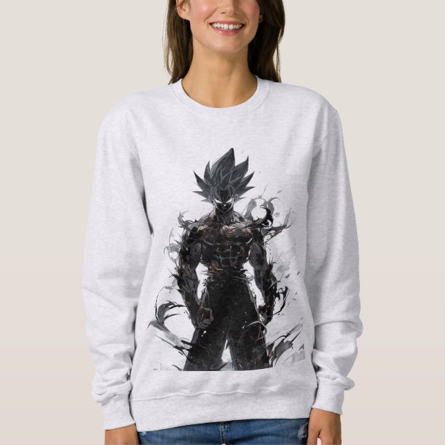 Shadow Anime Warrior Sweatshirt – Monochrome Power (Front)