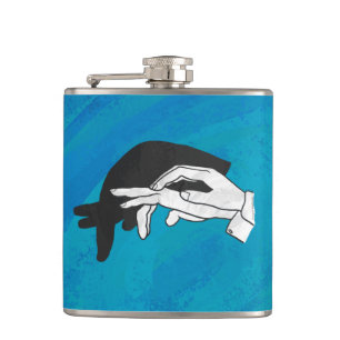 Shadow Anteater On Blue Hip Flask